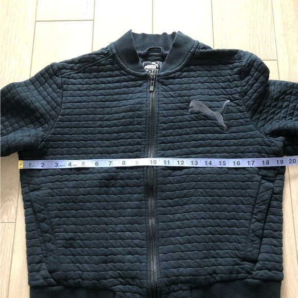 Puma Quilted Zip Up Jacket in Black Logo Embroidered - Picture 5 of 11